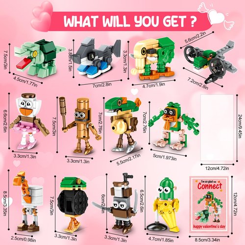 JELMOK Valentines Day Gifts for Kids, 24 Pack Building Blocks with Valentines Day Cards Class Valentines Gifts for Class Classroom School Boys Girls Party Favors Exchange