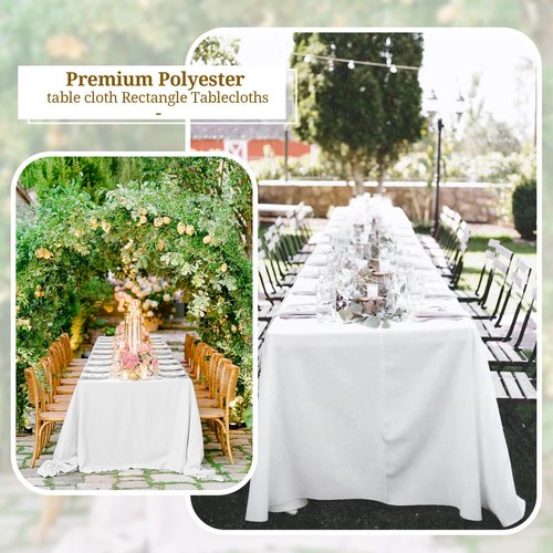 Pesonlook 8 Packs 90 x 156 Inch Tablecloth, White Polyester Table Cloth for 8ft Rectangle Tables, Stain and Wrinkle Resistant Washable Fabric Table Cover for Wedding Banquets Parties Buffet Dining
