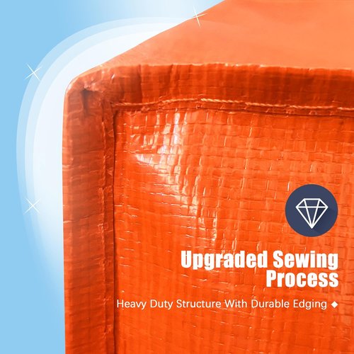 HOMESURE Large Water-Resistant Moving Bags - 12 Pack Heavy-Duty Storage Totes with Zippers & Handles | Space-Saving Orange Design