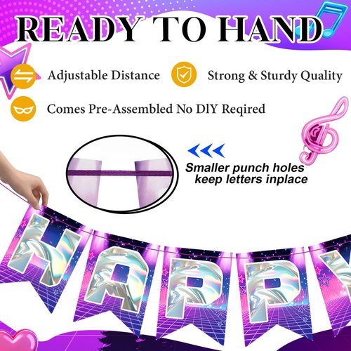 Hahafelt Kpop Theme Birthday Decorations, Happy Birthday Banner Anime Themes Korean Kpop Theme Party Supplies for Fan Meeting, Party (Stage)