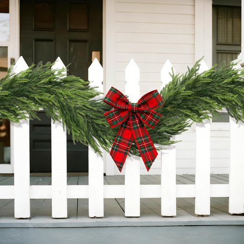 Real Touch Christmas Norfolk Pine Garland - 9ft Artificial Christmas Garland Fake Pine Needles Faux Green Garland for Fireplace,Table,Window,Stairs,Mante,Holiday Indoor Outdoor Xmas Decor(1PCS)