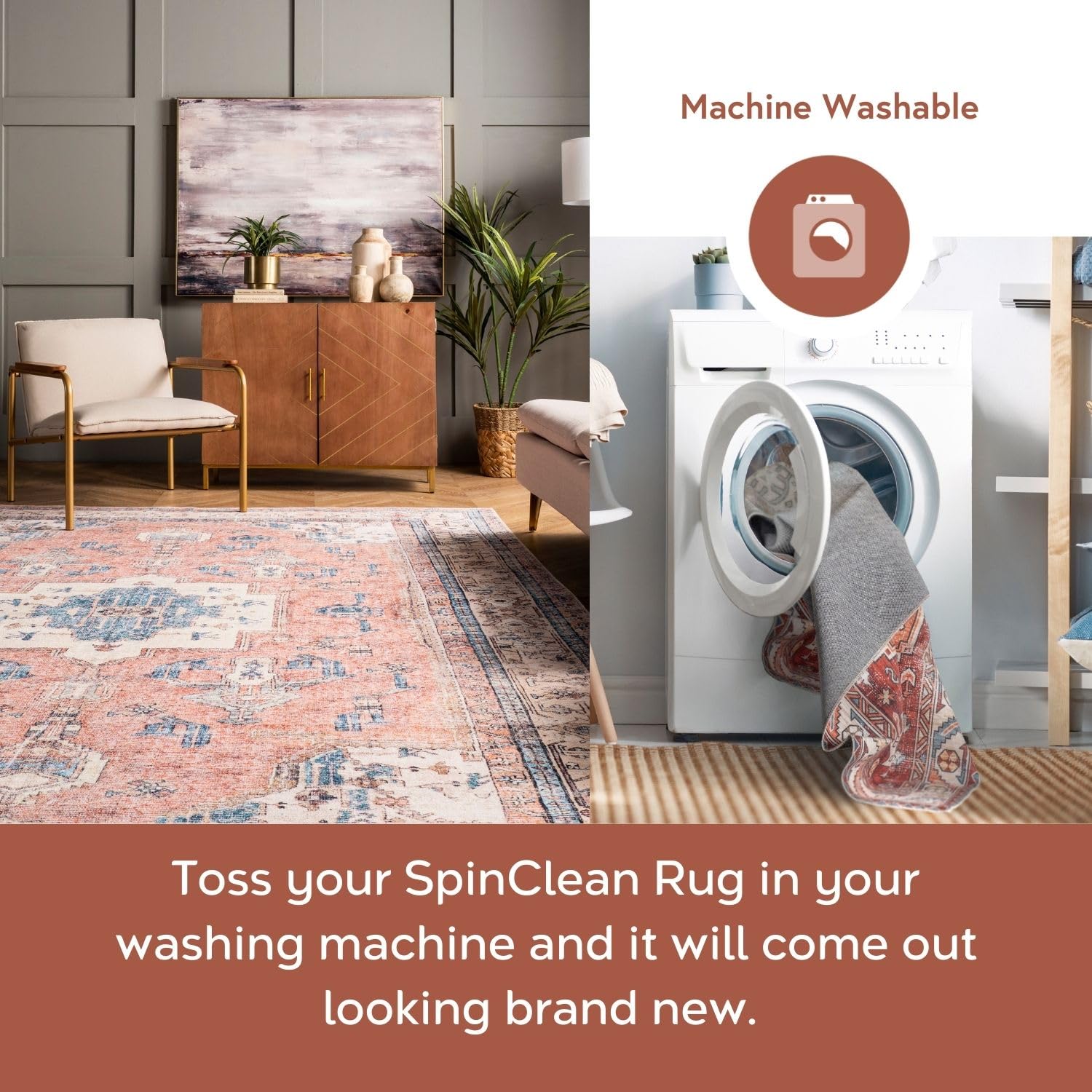 nuLOOM Eleanor Machine Washable Distressed Medallion Area Rug, 4' x 6', Multi Color, Rectangular, 0.15" Thick