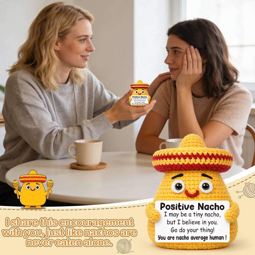 Positive Nacho Gifts for Women Men Birthday Gifts for Daughter, Easter Basket Stuffers Gift for Teens Girls Boys Kids Friend Coworker Handmade Crochet Positive Crochet Animals Emotional Nacho Support