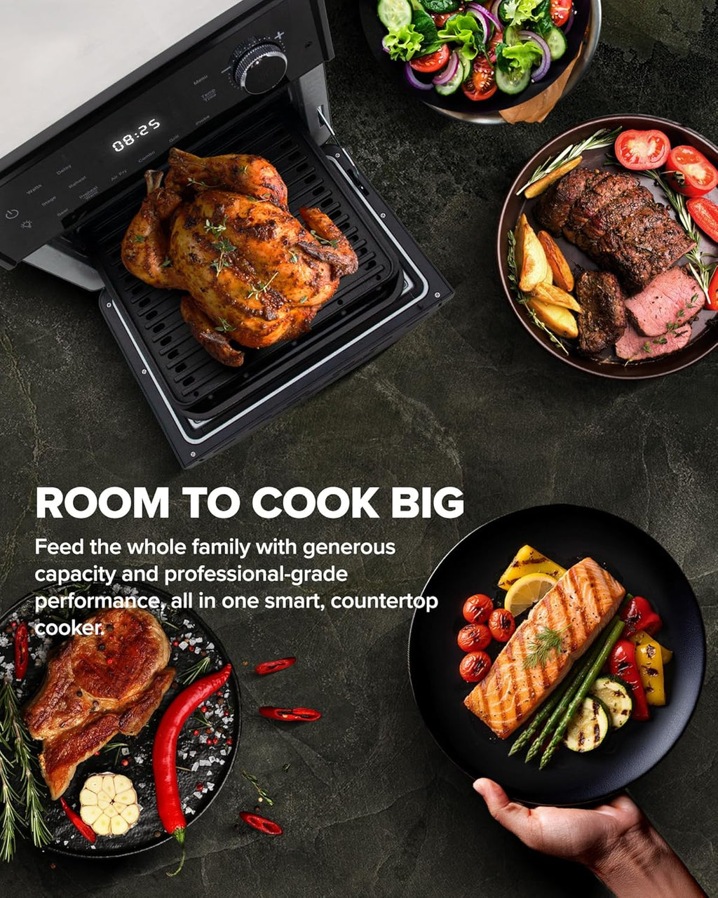 Nuwave Air Fryer Oven Combo - Even Heat & True Char Flavor | 150 Presets, Smart Probe, Stainless Steel