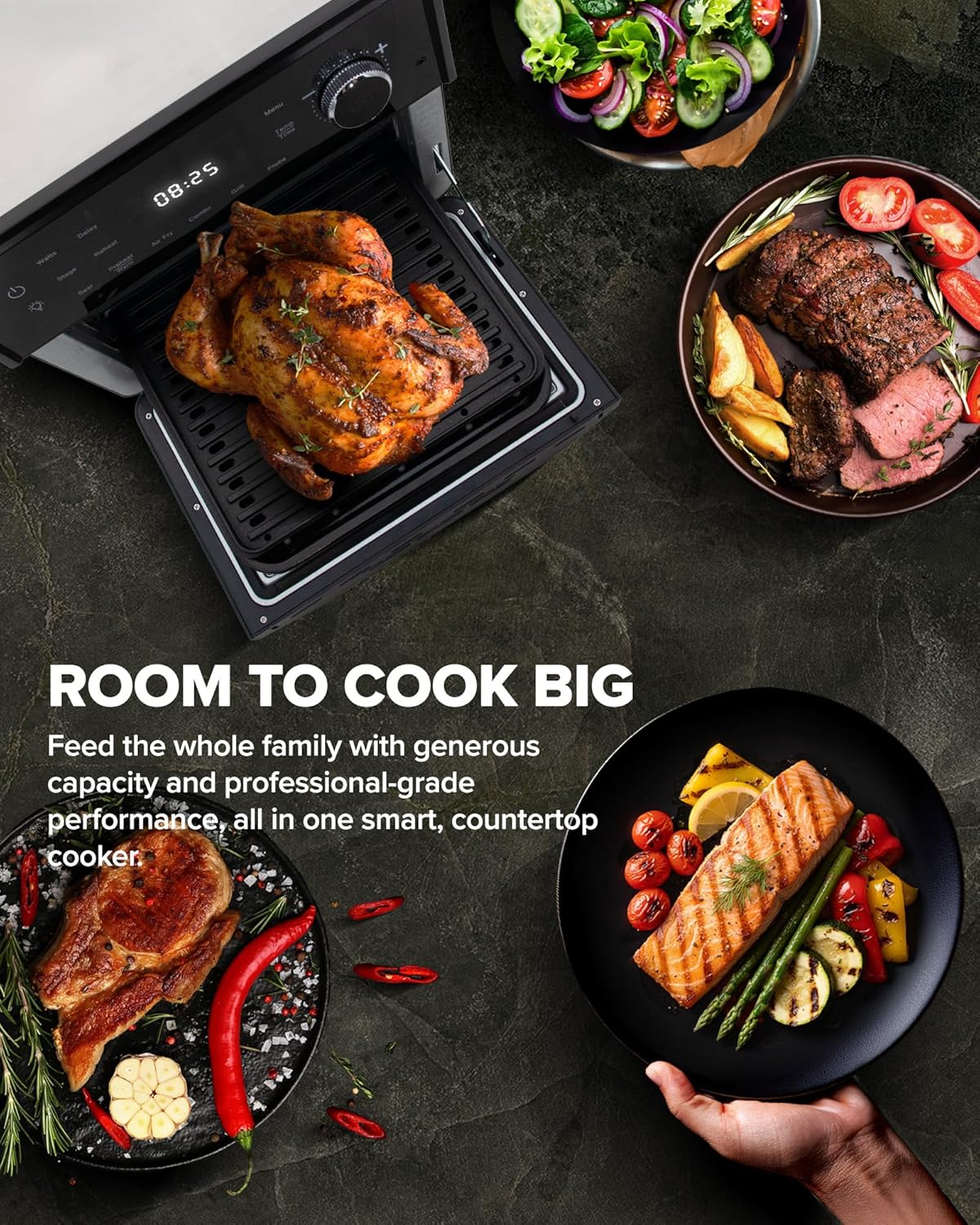 Nuwave Air Fryer Oven Combo - Even Heat & True Char Flavor | 150 Presets, Smart Probe, Stainless Steel