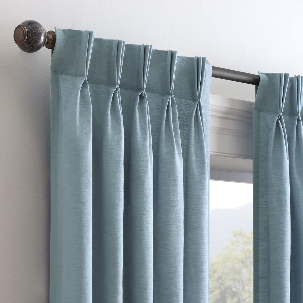 Waverly Serendipity Pinch Pleat Light-Filtering Window Panel, 50" X 63", Blue