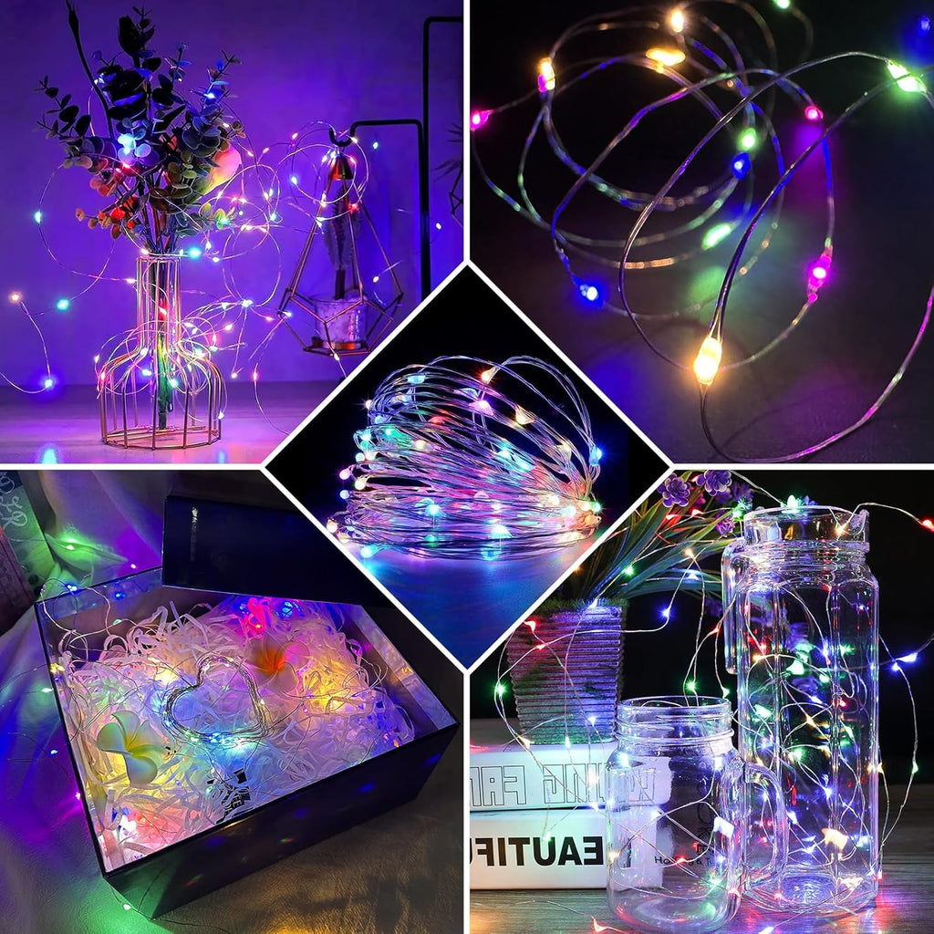 Skiennix 100 Pack Fairy Lights - 7Ft 20 LED Twinkle String Lights | Battery Operated & Waterproof for Weddings, Parties, & Holidays