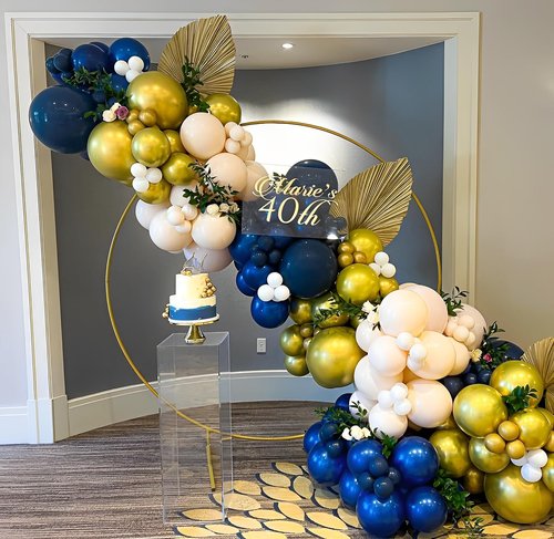 Navy Blue and Gold Party Balloons, 50 Pcs 12 Inches Navy Blue Gold White Latex Balloon for Birthday,Baby Shower, Graduation Decorations