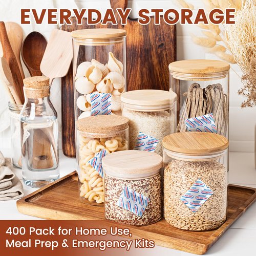 Zeefpod 400 Count 500cc Oxygen Absorbers, 10 Individually Vacuum Sealed Packs with Oxygen Indicator, Mylar Bag Food Storage, Canning Jars, Freeze Dryer Storage, Dehydrated and Preserved Foods