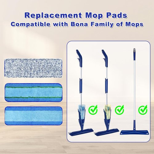 Bona - 6 Pack Microfiber Cleaning Pads - Washable & Reusable for Hardwood Floors | Deep Cleaning & Dusting