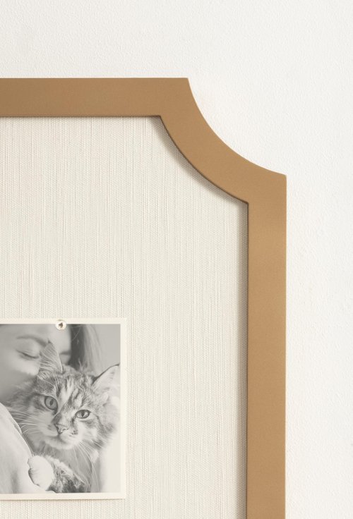 Kate and Laurel Holbrook Glam Framed Scallop Fabric Pinboard, 15 x 24, Gold, Decorative Modern Scalloped Bulletin Board for Use as Dorm Room Decor or Vision Board