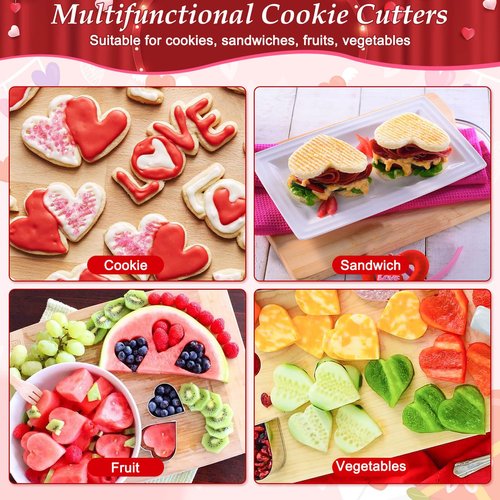 Lezmarket 15 PCS Valentine's Day Cookie Cutters Set, Stainless Steel Cookie Cutters for Wedding Valentine Anniversary Party, Multi-shape - Hearts, Love, I, X, U, Double Heart, Arrow Through Heart