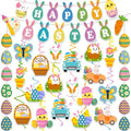 53pcs Easter Decorations for Home Easter Garland Happy Easter Banner Easter Decorations Indoor with Egg Bunny Hanging Swirl for Home School Classroom Easter Party Decorations