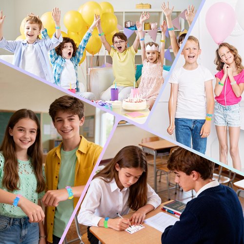 32 Packs Valentines Day Gifts for Kids School, Valentines Cards with Colorful Heart POP Bracelets for Classroom & School, Valentine's Class Gift Exchange Cards Party Favors Supplies for Boys Girls