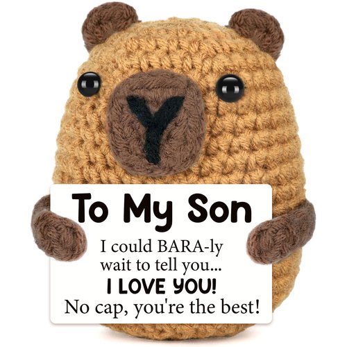 Son Gifts for Teens Boy Easter Baskets Stuffers for Kids from Mom Dad, I Love You Son Graduation Fathers Day Birthday Gifts for College Sons, Crochet Capybara Easter Egg Fillers for Son in Law