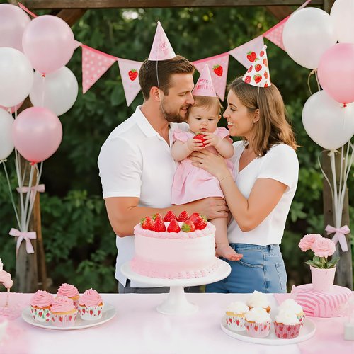 Glavatrix Strawberry Cupcake Liners,100PCS Strawberry Printing Paper Baking Cup Standard Muffin Cupcake Wrapper for Wedding Bridal Baby Shower Summer Sweet Fruit Berry Themed Birthday Party Cake Decor
