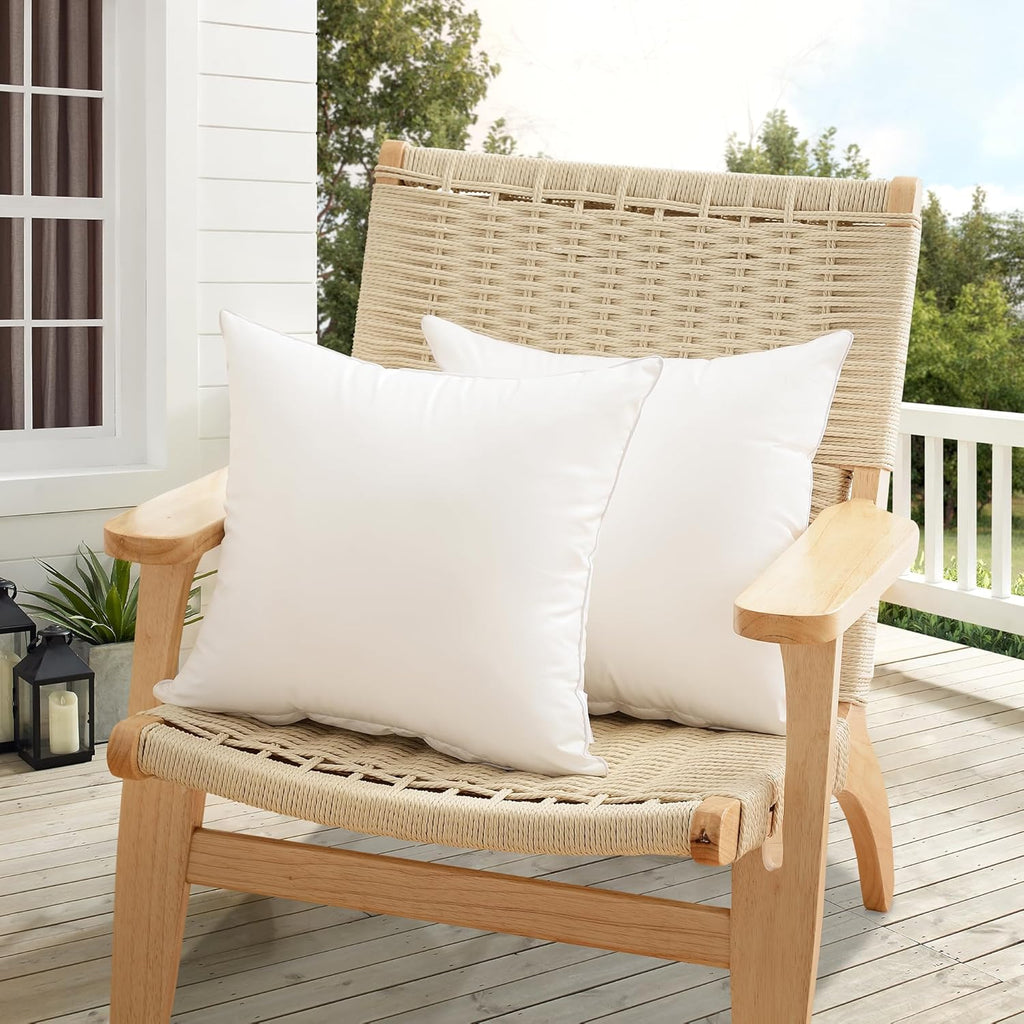 Oubonun 20x20 Outdoor Pillow Inserts - Waterproof Decorative Throw Pillows for Couch & Patio | Pack of 2 - White
