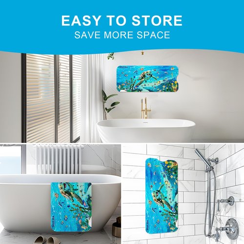 XIYUNTE Baby Bath Mat for Tub Non Slip Kids Bath Mat - 40''x16'' Extra Long Cartoon Bathtub Mat Non Slip Kids Shower Mat Eco-Friendly Toddler Bath Mats with Suction Cups, Machine Washable