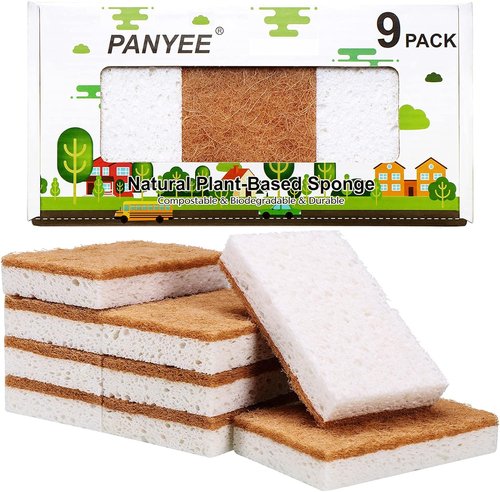 Natural Sponges 9-Pack | Eco-Friendly Non-Scratch Scrub Sponges & Biodegradable Sisal Scrubbers