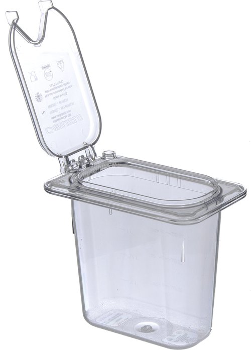 Carlisle FoodService Products 10339Z07 EZ Access Hinged Lid with Handle and Notch, Ninth Size, Clear