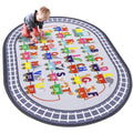 HiiARug Small Playroom Rug, Kids Playmat ABC Alphabet, Numbers, Train and Road Themed Play Mat Educational Floor Carpet for Classroom Kids Bedroom Decor,Grey, 3'3" x 5'