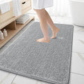 OLANLY Large Bath Rugs - Extra Soft Chenille with Quick-Dry Rubber Backing | 59x35, Light Grey