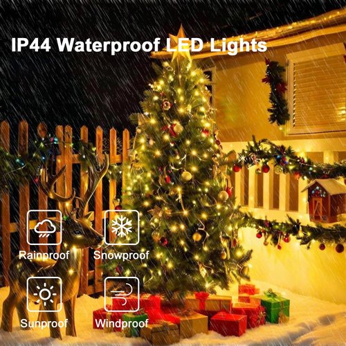 Christmas Tree Lights with Ring,6.6ft 400LED Fairy Light with Remote Control,16 Lines String Light,8 Modes,Timing Function,LED Light for 4-10ft Indoor and Outdoor Christmas Tree Decoration,Warm White