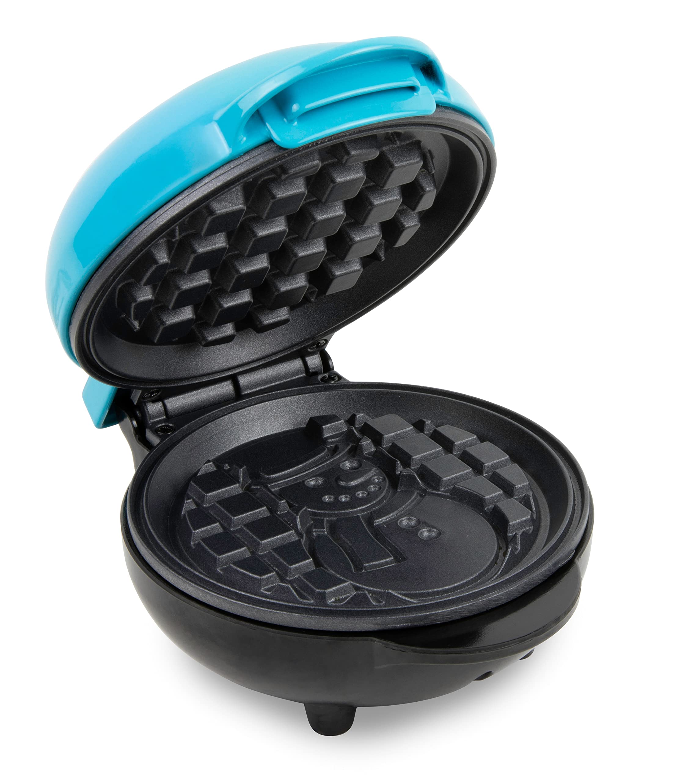 Nostalgia MyMini Personal Electric Snowman Waffle Maker, 5-Inch Cooking Surface, Waffle Iron for Hash Browns, French Toast, Grilled Cheese, Quesadilla, Brownies, Cookies, Blue