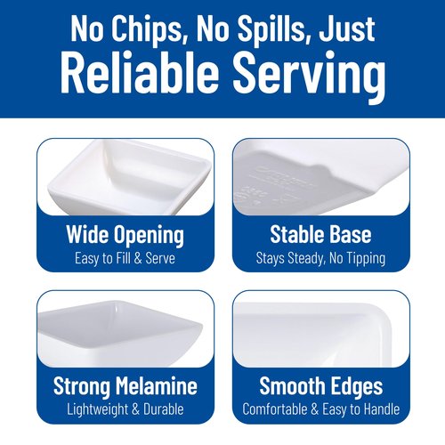 Carlisle FoodService Products Ramekins Sauce Bowl, Square Bowl for Catering, Kitchen, Restaurant, Plastic, 2 Ounces, White, (Pack of 48)