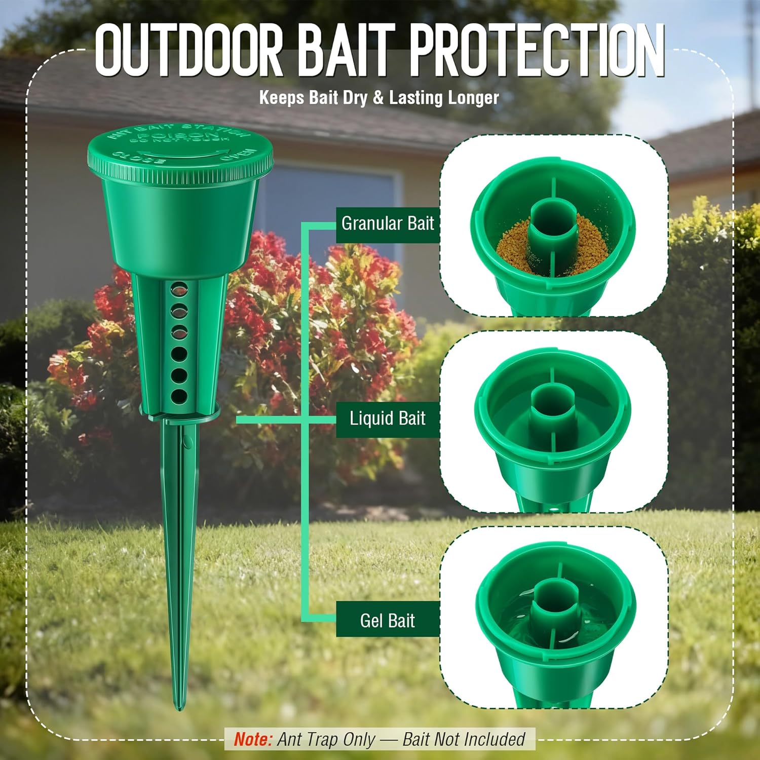 Qualirey Ant Traps - Reusable Liquid Bait Stations for Outdoor Use | Pet Safe, Multi-Surface Control