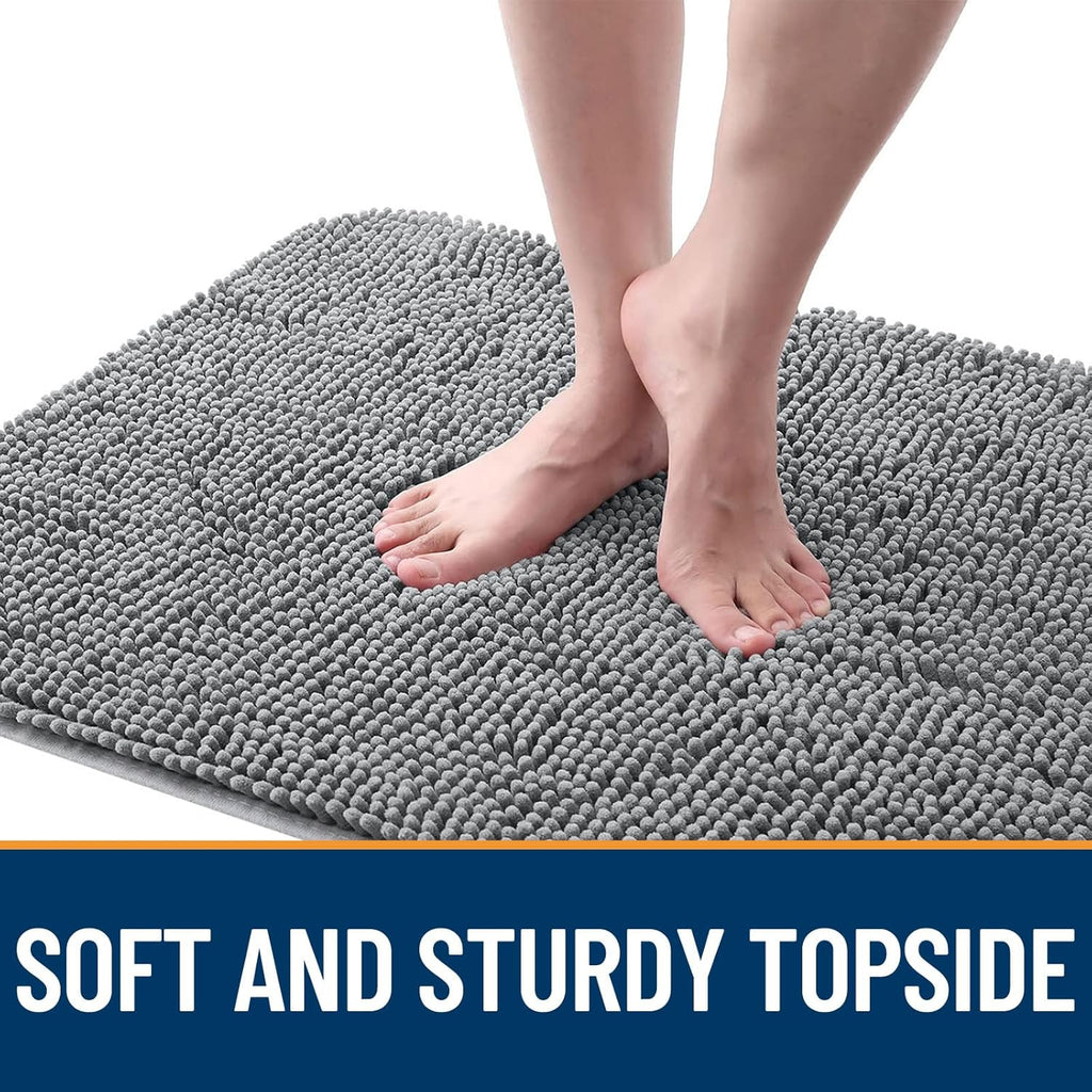 OLANLY Dog Door Mat - Absorbent Non-Slip Mud Mat for Indoor Use | Quick Dry Chenille, 70x35, Grey