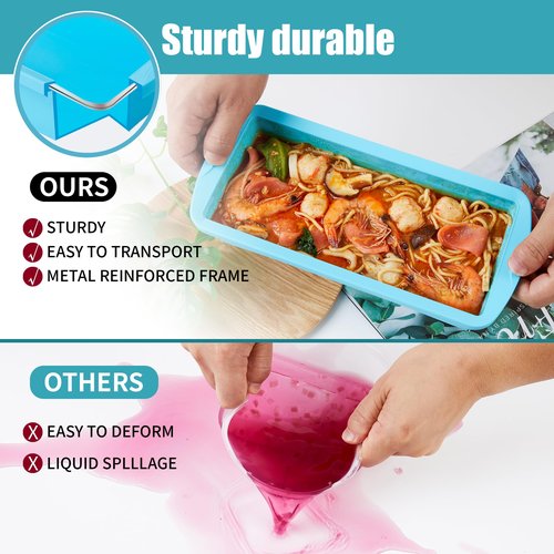 WENQING Silicone Freezer Tray with Lid 2 Pack Silicone Freezer Molds - Large Ice Cube Tray - Makes 2 Perfect 4 Cup Portions Soup Cubes Meal Prep Containers- Oven & Dishwasher Safe