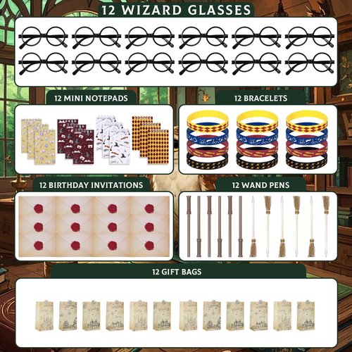 Vanblue 84Pcs Wizard Party Favors Birthday Decorations,Wand Pencils,Wizard Glasses Spiral Notebooks Goodie Bag Stuffers,Classroom Rewards for Kids Student Magic Birthday Gift School Party Supplies