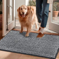 EHEYCIGA Super Absorbent Dog Door Mat - Quick Dry Chenille, Non-Slip, 30x20 Inch, Grey