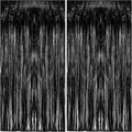 Skiennix Foil Curtain Backdrop - Black Metallic Tinsel Fringe for Photo Booths | 2 Pack Party Decorations