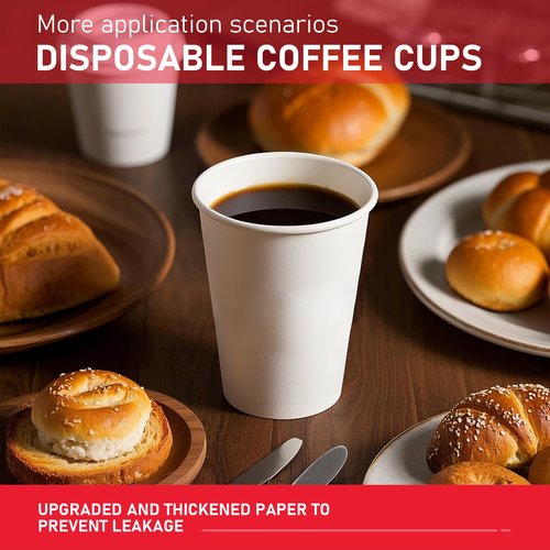 VPACKDUO 12 oz 1000 Pack Disposable Paper Coffee Cups, Hot Paper Cups, Thickened Leak-Free White Coffee Cups for Hot and Cold Drinks