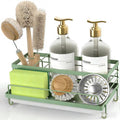Cisily Sage Green Sponge Holder for Kitchen, Sink Caddy Sink Organizer Rack for Kitchen Accessories with Drip Tray, Rustproof and Non-slip, Soap Dispenser Countertop Organizer Essentials for New Home