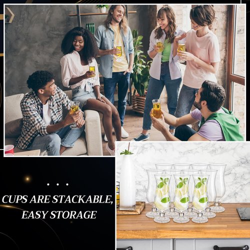 LemonRoad 12 Packs Hurricane Cocktail Glasses, 12 oz Tulip Drinking Cups Tall Wine Glasses Multi Purpose Water Goblet for Party Mojito Juice Beer Beverages