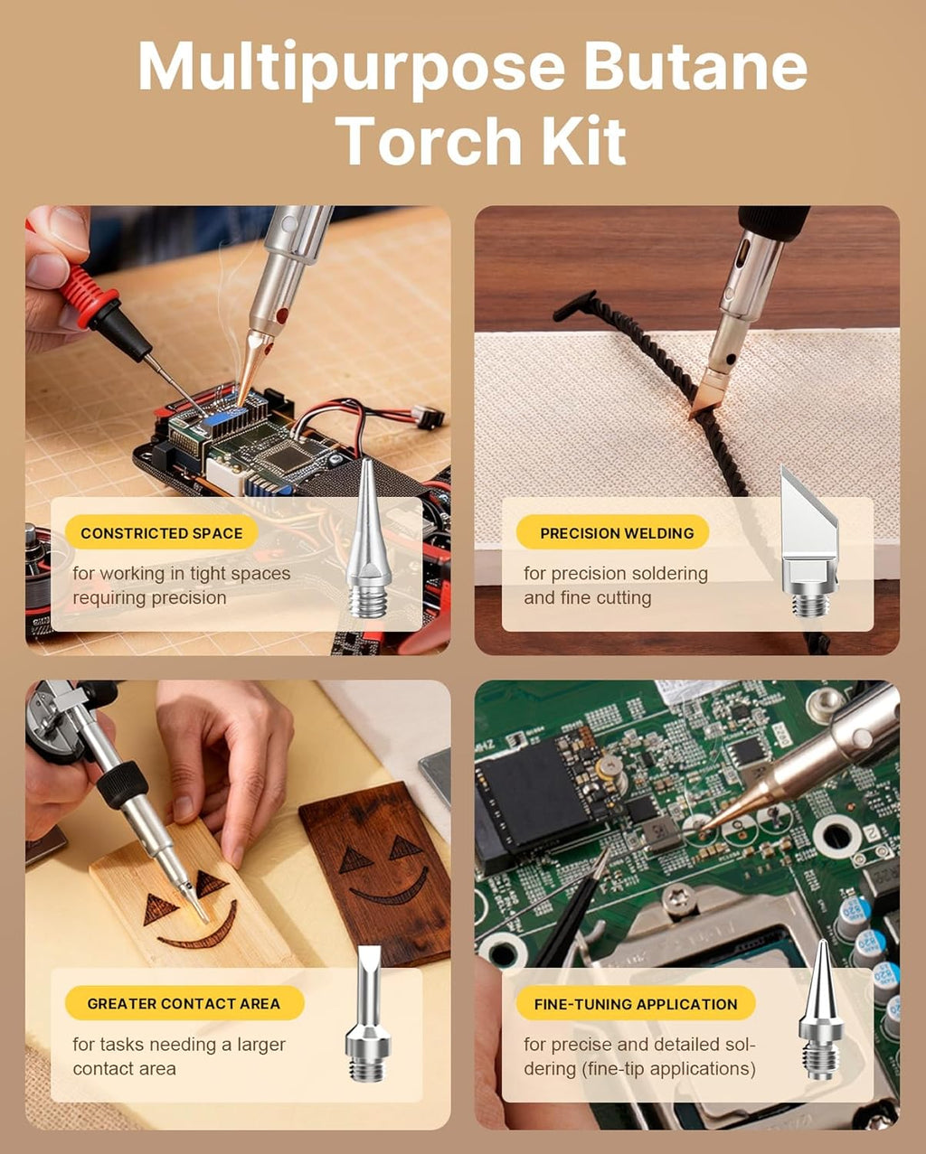 RAVS 14-Piece Soldering Torch Kit - 8-in-1 Cordless Iron With Adjustable Flame | Portable Kitchen Tool