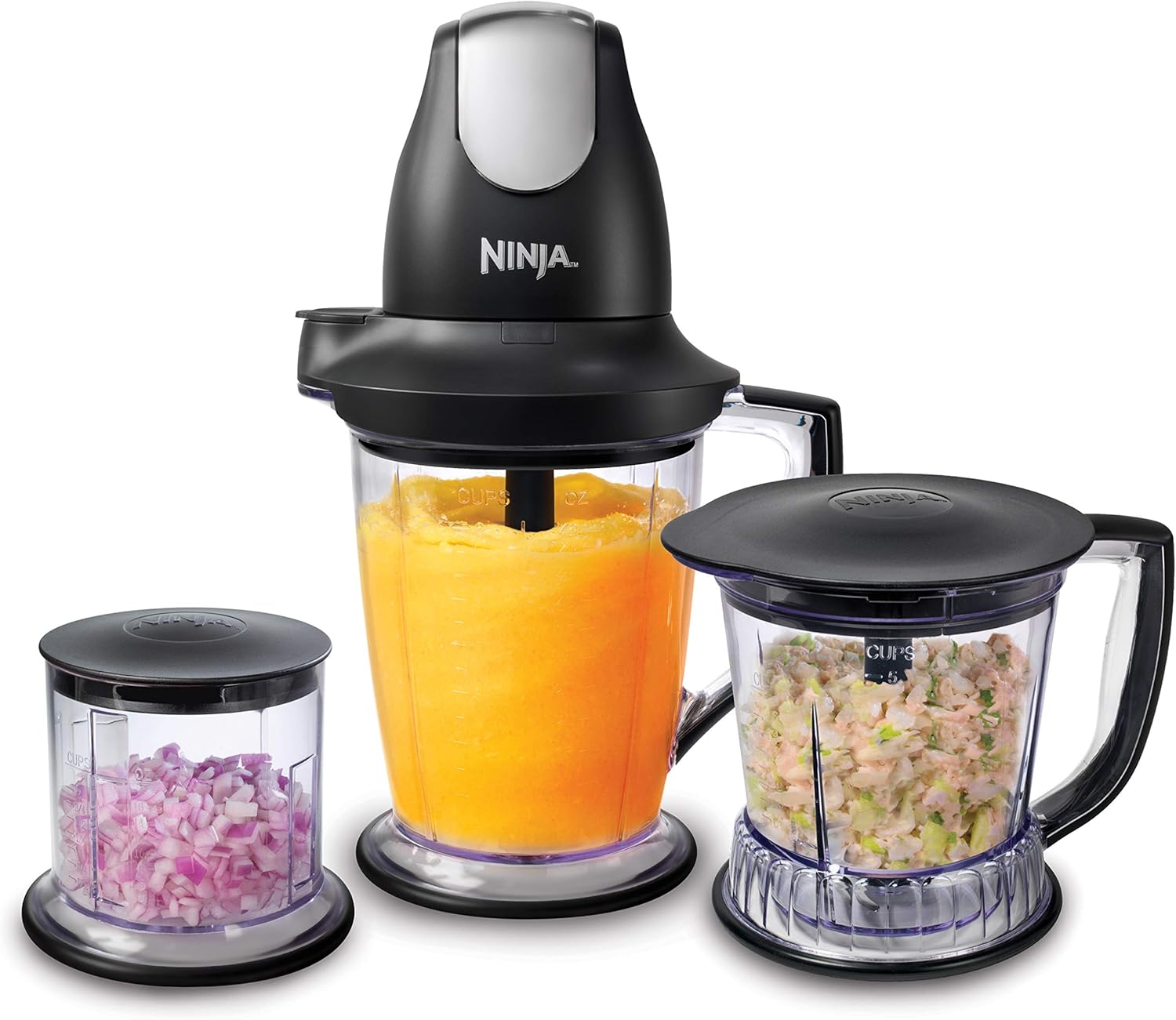 Ninja QB1004 Blender - 450-Watt Food Processor with 48oz Pitcher & 16oz Chopper Bowl | Black