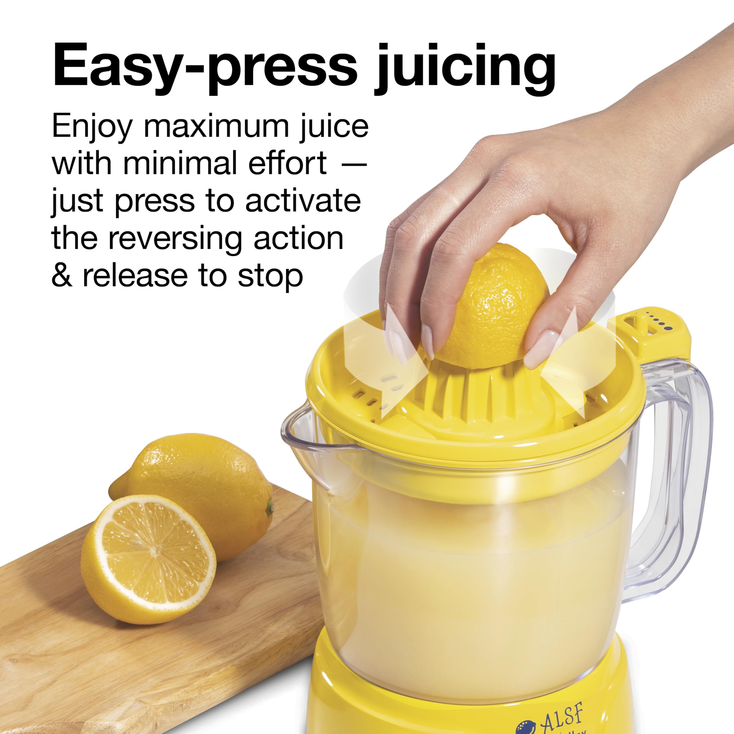 Proctor Silex Alex's Lemonade Stand Electric Citrus Juicer Machine and Squeezer, for Lemons, Limes and Oranges, 34 oz, Yellow (66331)
