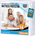 Twin Size Mattress Protector Waterproof 14 Pack, Premium 200 GSM Terry Mattress Cover, Soft & Breathable Bed Cover, Fitted Sheet Style Stretchable Deep Pockets 15" by Utopia Bedding (White)