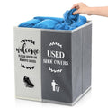 Singhoow Shoe Cover Box Dispenser Foldable Storage Bin Holder with Used Shoe Covers and Welcome Please or Remove Sign for Open House Supplies(Beige, Gray)