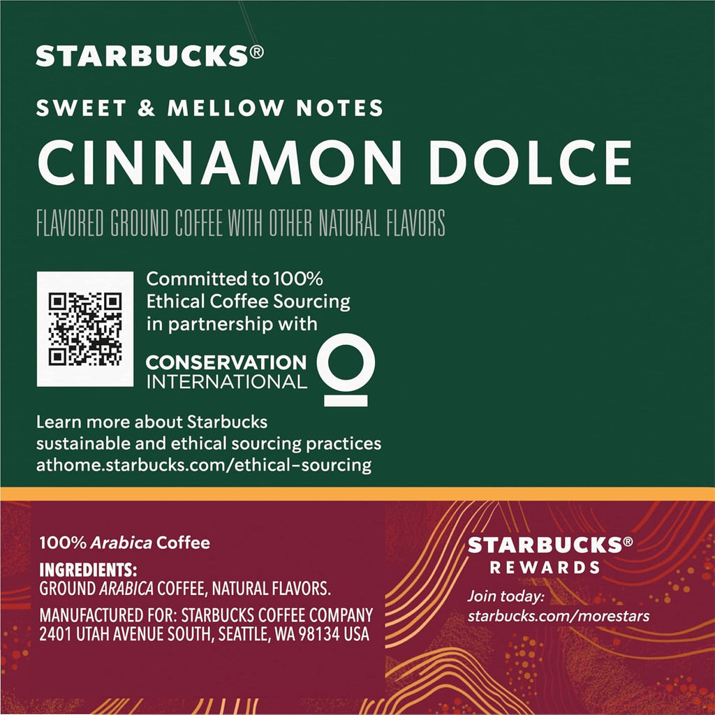Starbucks K-Cup Pods - Cinnamon Dolce Flavored Coffee with Sweet Notes | 10 Pods Per Pack (Set of 4)