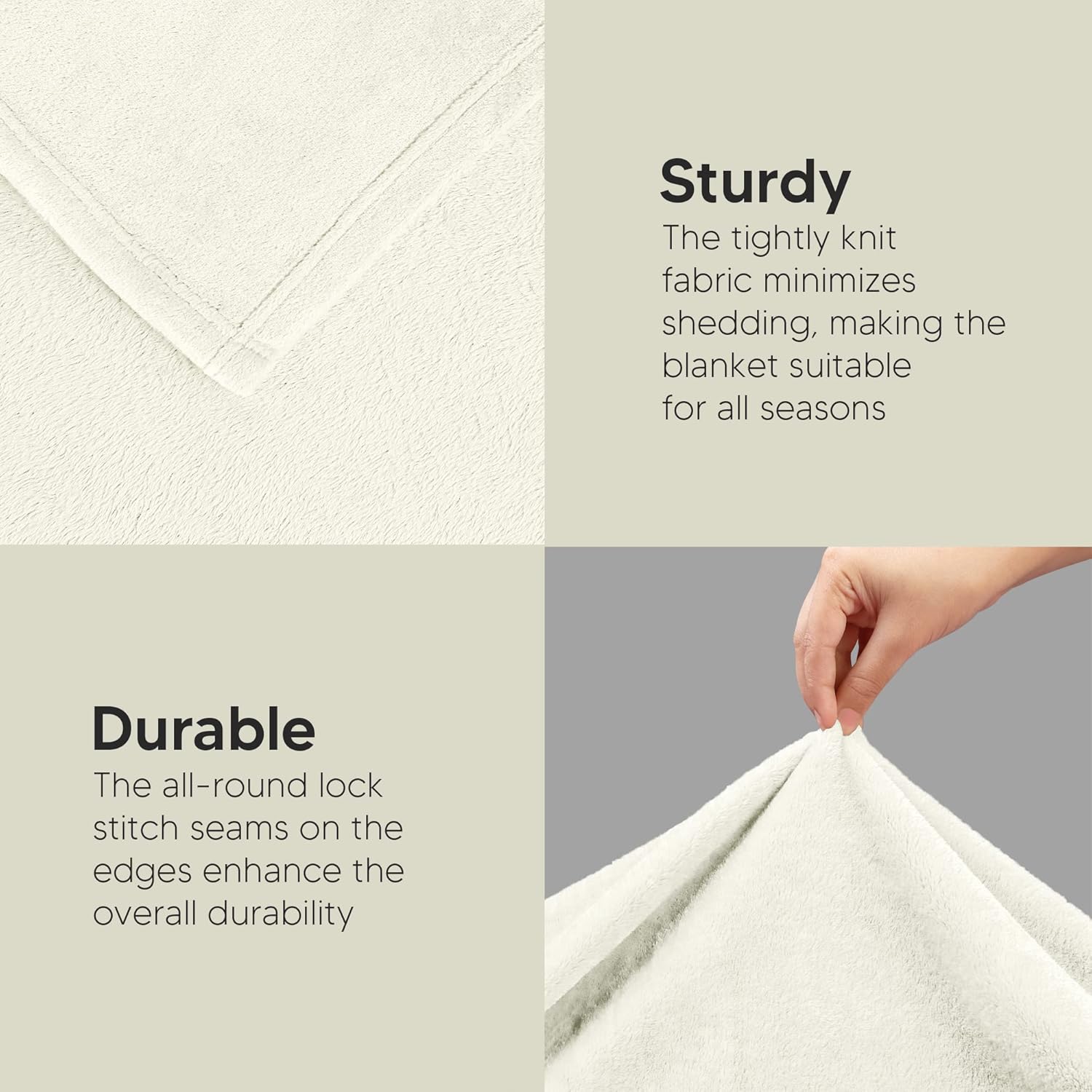 Utopia Bedding Fleece Blanket - Luxury Soft Microfiber Throw | Ivory, 50x60 Inch, Anti-Static 300GSM