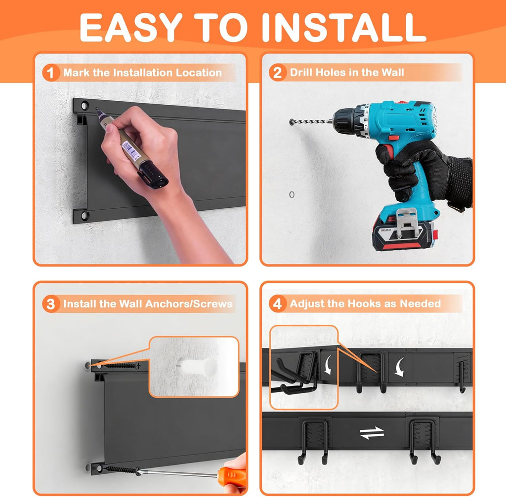 Ultrawall Garden Tool Organizer - Heavy-Duty 48 Inch Wall Mount for Garage | 400lb Capacity