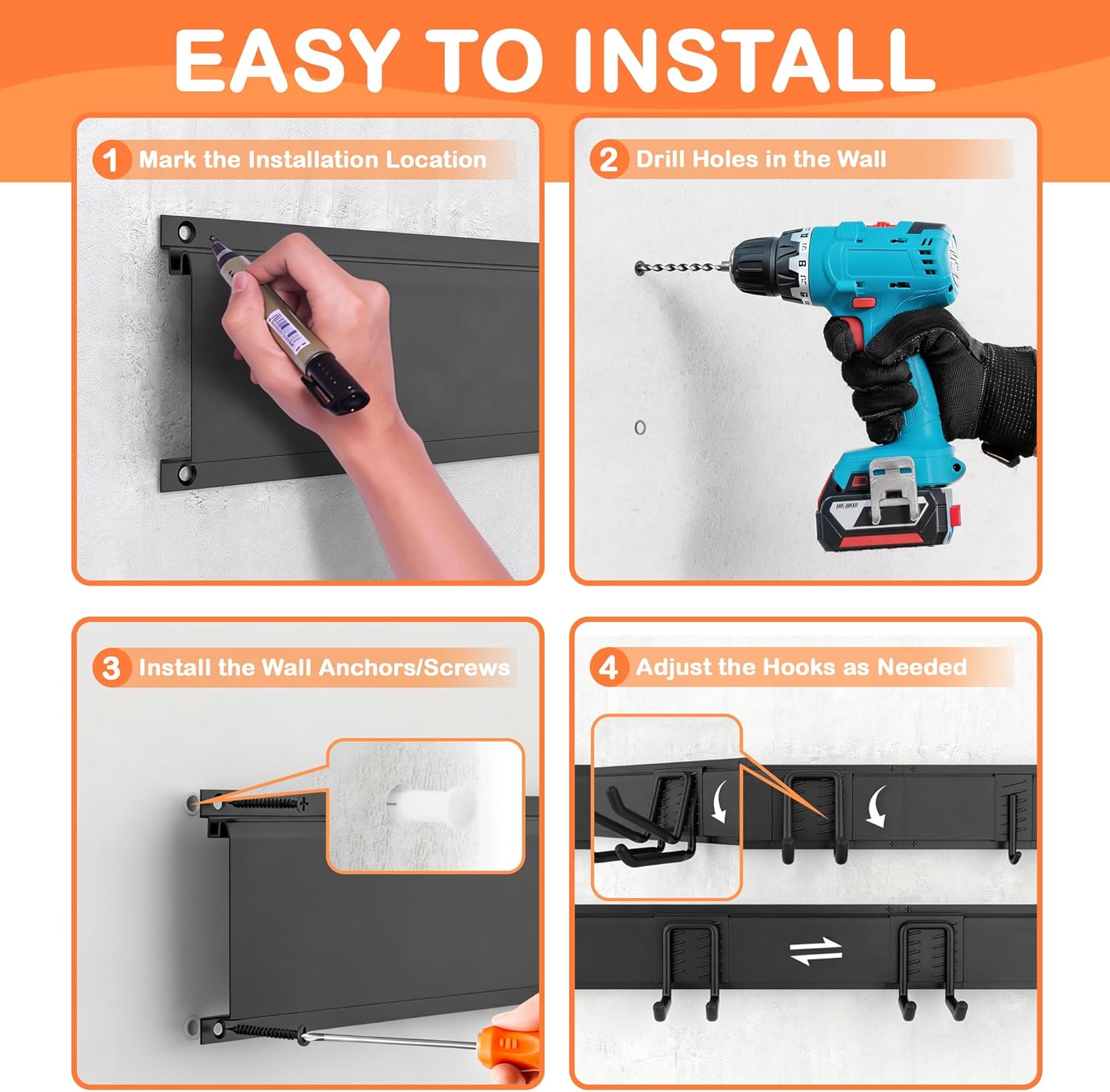Ultrawall Garden Tool Organizer - Heavy-Duty 48 Inch Wall Mount for Garage | 400lb Capacity