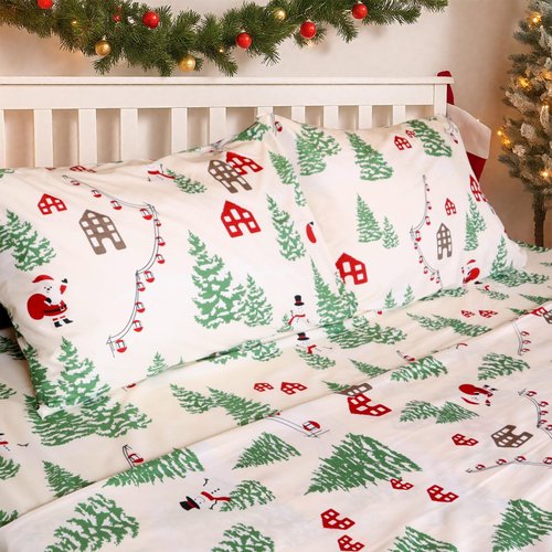 Gogreen Sheet Set 4PC Deep Pocket Queen Size Bedding Set, Breathable & Ultar Soft, Hotel Style Decor, Gifts for Kids, Women, Men - Tree House