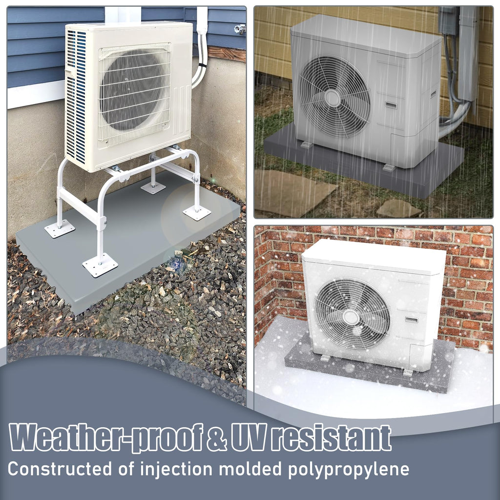 Flamorrow Mini Split Pad for Ductless Mini Split Air Conditioner Heat Pump Systems, 38 x 18 x 3 inches Plastic Equipment Pad for Outdoor Condenser Units