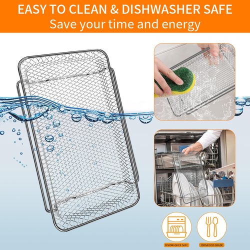 GWBSXM Air Fryer Basket Replacement for Emeril Lagasse Dual Zone 360 Air Fryer Oven 25 QT Air Fryer Convection Toaster Oven 11.6"x 6.9" Non-stick Mesh Air Fryer Steel Accessories Parts Dishwasher Safe